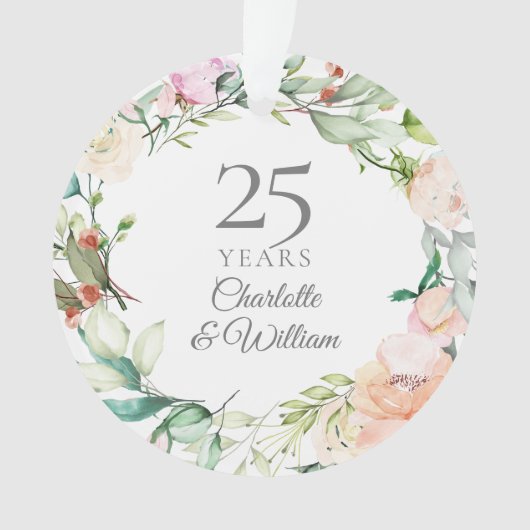 25e Jubileum Waterverf Rozen Floral Ornament (voorkant)