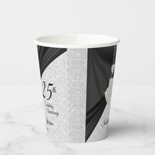 25e Jubileum - Weddenschap, verjaardag of service Papieren Bekers (Links)