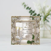 25e Jubileum Wedding Cream Gold Roos Silver Kaart (Staand voorkant)