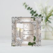 25e Jubileum Wedding Cream Roos Silver Kaart (Staand voorkant)