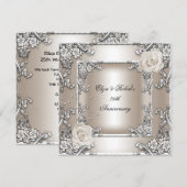 25e Jubileum Wedding Cream Roos Silver Party Kaart (Voorkant / Achterkant)