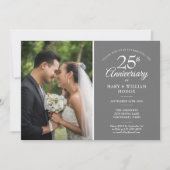 25e Jubileum Wedding Photo Silver Confetti Kaart (Voorkant)