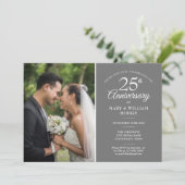 25e Jubileum Wedding Photo Silver Confetti Kaart (Staand voorkant)
