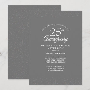 25e Jubileum Wedding Silver Stardust Confetti Kaart