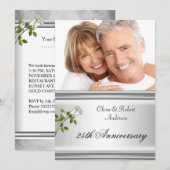 25e Jubileum Wedding Silver White Rose Kaart (Voorkant / Achterkant)