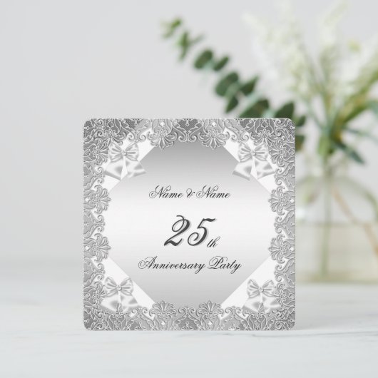 25e Jubileum White Silver Lace Kaart (Staand voorkant)