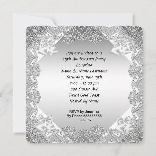 25e Jubileum White Silver Lace Kaart (Achterkant)