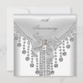 25e Jubileum White Silver Overlay Bow Jewel Kaart (Voorkant)