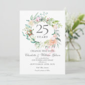 25e jubileum Wijzig de datum Rozen Bloemig Kaart (Staand voorkant)