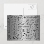 25e Jubileum Word Art Graphic Briefkaart (Voorkant / Achterkant)