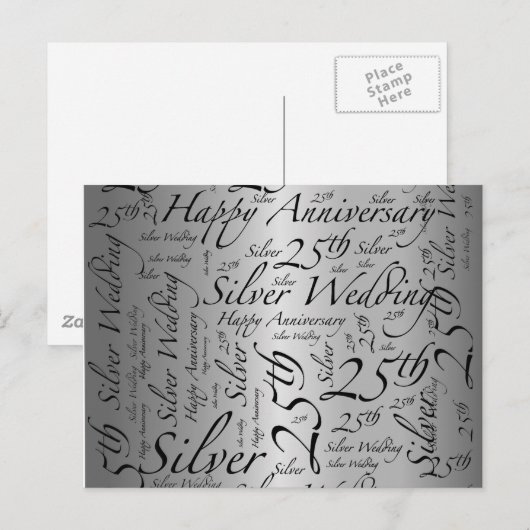 25e Jubileum Word Art Graphic Briefkaart (Voorkant / Achterkant)