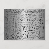 25e Jubileum Word Art Graphic Briefkaart (Voorkant)