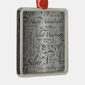 25e Jubileum Word Art Graphic Metalen Ornament (Rechts)
