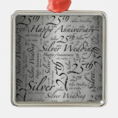 25e Jubileum Word Art Graphic Metalen Ornament (Voorkant)