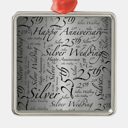 25e Jubileum Word Art Graphic Metalen Ornament (Voorkant)