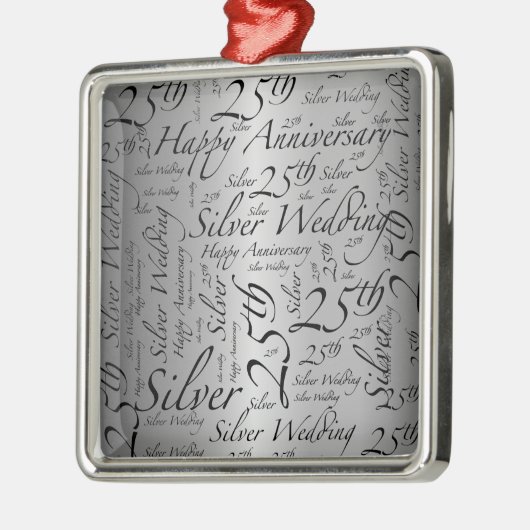 25e Jubileum Word Art Graphic Metalen Ornament (Links)