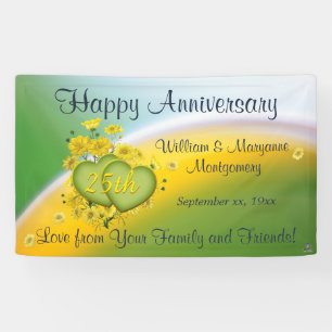 25e Jubileum Yellow Flowers Love Celebration Spandoek