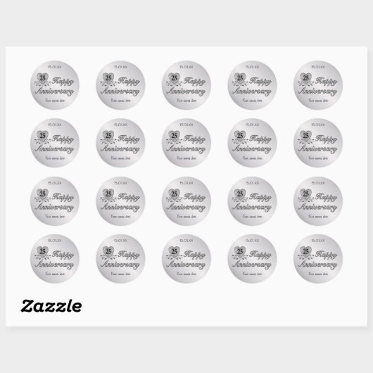 25e Jubileum - Zilver Ronde Sticker (Vel)