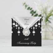 25e jubileum Zilver Zwart Witte Parel 2 Kaart (Staand voorkant)