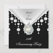 25e jubileum Zilver Zwart Witte Parel 2 Kaart (Voorkant)