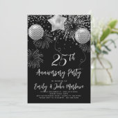 25e Jubileum Zilveren Glitter Confetti Kaart (Staand voorkant)