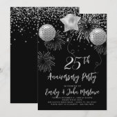 25e Jubileum Zilveren Glitter Confetti Kaart (Voorkant / Achterkant)