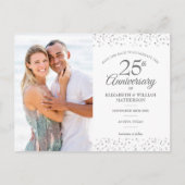 25e Jubileum Zilveren Hartelijk opslaan Datum Foto Aankondigingskaart (Voorkant)