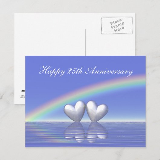 25e jubileum Zilveren Harten Briefkaart (Voorkant / Achterkant)