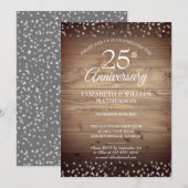 25e jubileum Zilveren Harten Rustieke Hout Boho Kaart (Voorkant / Achterkant)