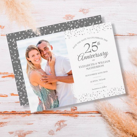 25e jubileum Zilveren Hartjes Save the Date Foto Aankondigingskaart