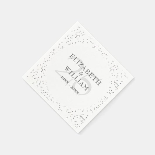 25e jubileum zilveren huwelijk Chic confetti Servet (Hoek)