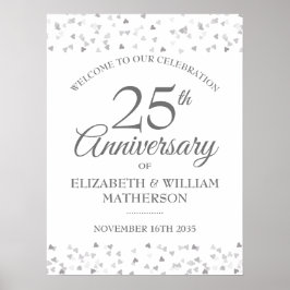 25e jubileum Zilveren Love Hearts Welkom Bord Poster