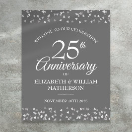 25e jubileum Zilveren Love Hearts Welkom Bord Poster