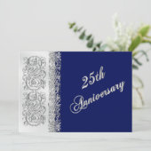 25e Jubileum Zilveren Scrollen met marine Kaart (Staand voorkant)