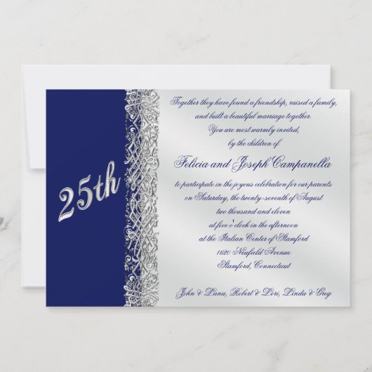 25e Jubileum Zilveren Scrollen met marine Kaart (Achterkant)