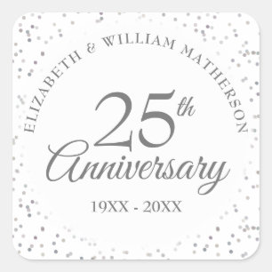 25e jubileum Zilveren Stardust Confetti Vierkante Sticker