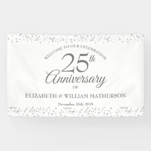 25e jubileum Zilveren Stardust Confetti Welkom Spandoek