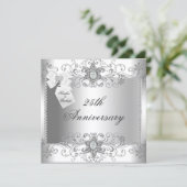 25e jubileum Zilveren Witte Diamanten Uitnodiging (Staand voorkant)