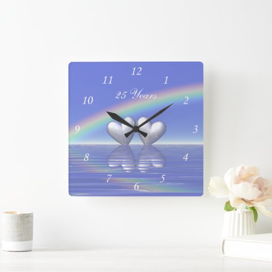 25e Jubileum Zilverharding Vierkante Klok (Huis)