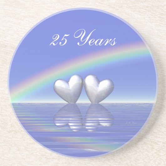 25e Jubileum Zilverharding Zandsteen Onderzetter (Voorkant)