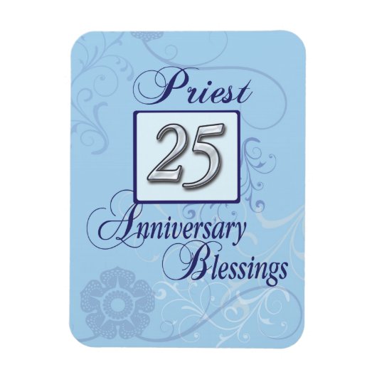 25e Jubileum zilvernummer op blauw Magneet (Verticaal)