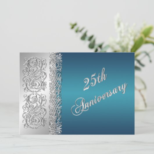 25e Jubileum  Zilverscrollers met Blauwgroen Kaart (Staand voorkant)