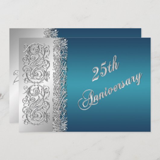 25e Jubileum  Zilverscrollers met Blauwgroen Kaart (Voorkant / Achterkant)