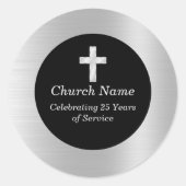 25e Jubileum Zwart en Zilver Kerk Keepsake Ronde Sticker (Voorkant)