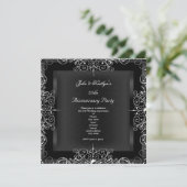 25e jubileumfeest Chalkboard Zilver Bloem Kaart (Staand voorkant)