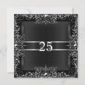 25e jubileumfeest Chalkboard Zilver Bloem Kaart (Achterkant)