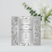 25e jubileumfeest Damask zilver grijs 2 Kaart (Staand voorkant)