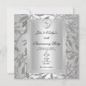 25e jubileumfeest Damast Zilver Grijs 2 Kaart (Voorkant)
