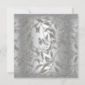 25e jubileumfeest Damast Zilver Grijs Kaart (Achterkant)