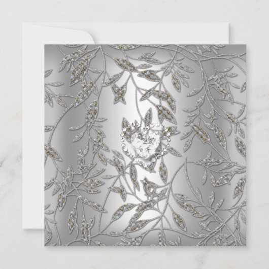 25e jubileumfeest Damast Zilver Grijs Kaart (Achterkant)
